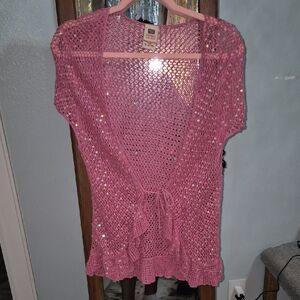 Faded Glory Pink Sequin Knit Cover-up